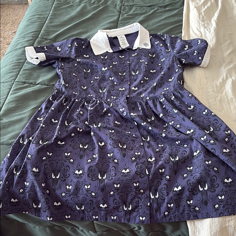 Purple Collared Dress with Spooky Pattern